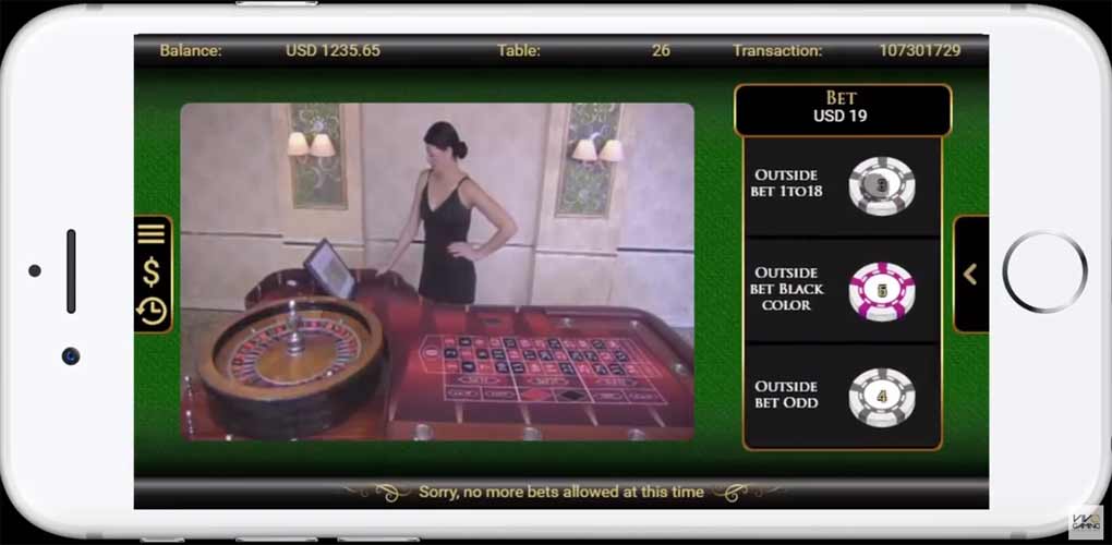 Vivo Gaming Live Roulette sur mobile