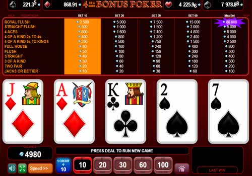 Aperçu 4 of a Kind Bonus Poker
